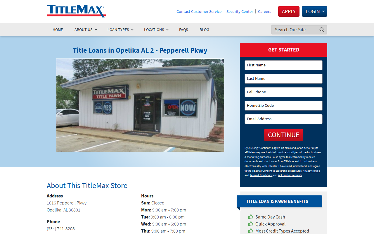 TitleMax Title Pawns website preview