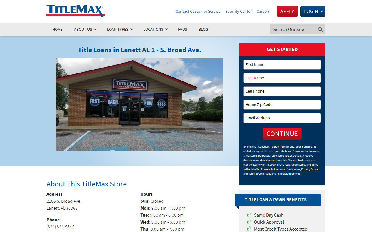 TitleMax Title Pawns website preview