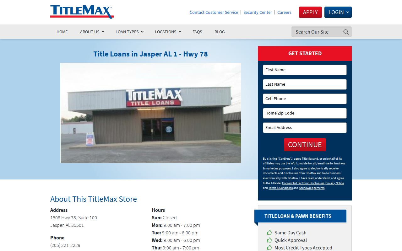 TitleMax Title Pawns website preview