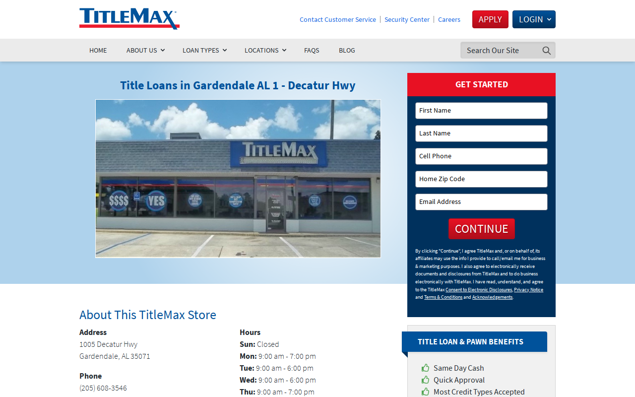 TitleMax Title Pawns website preview