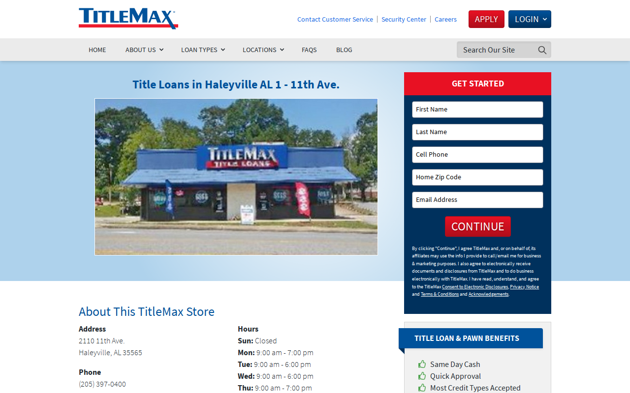 TitleMax Title Pawns website preview