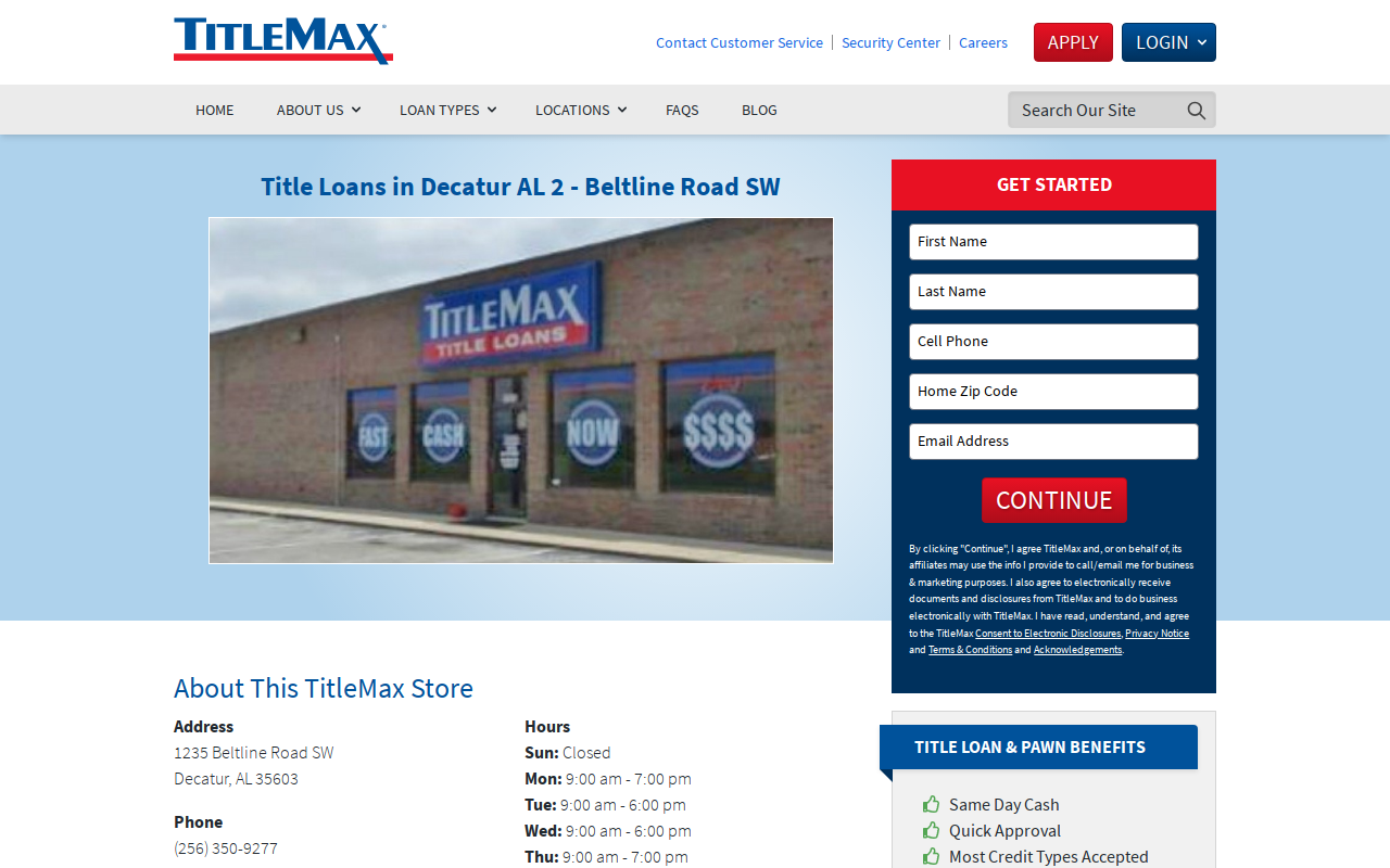 TitleMax Title Pawns website preview