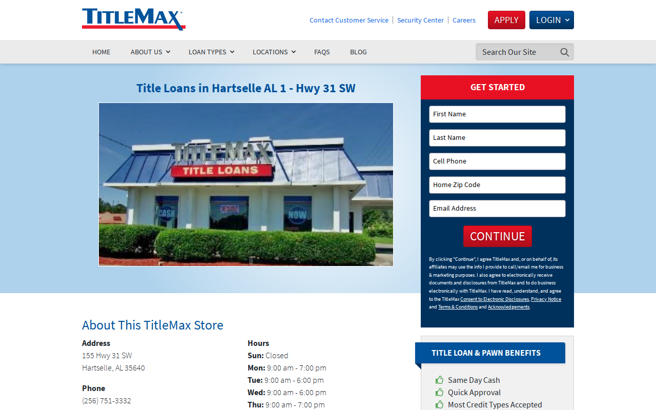 TitleMax Title Pawns website preview