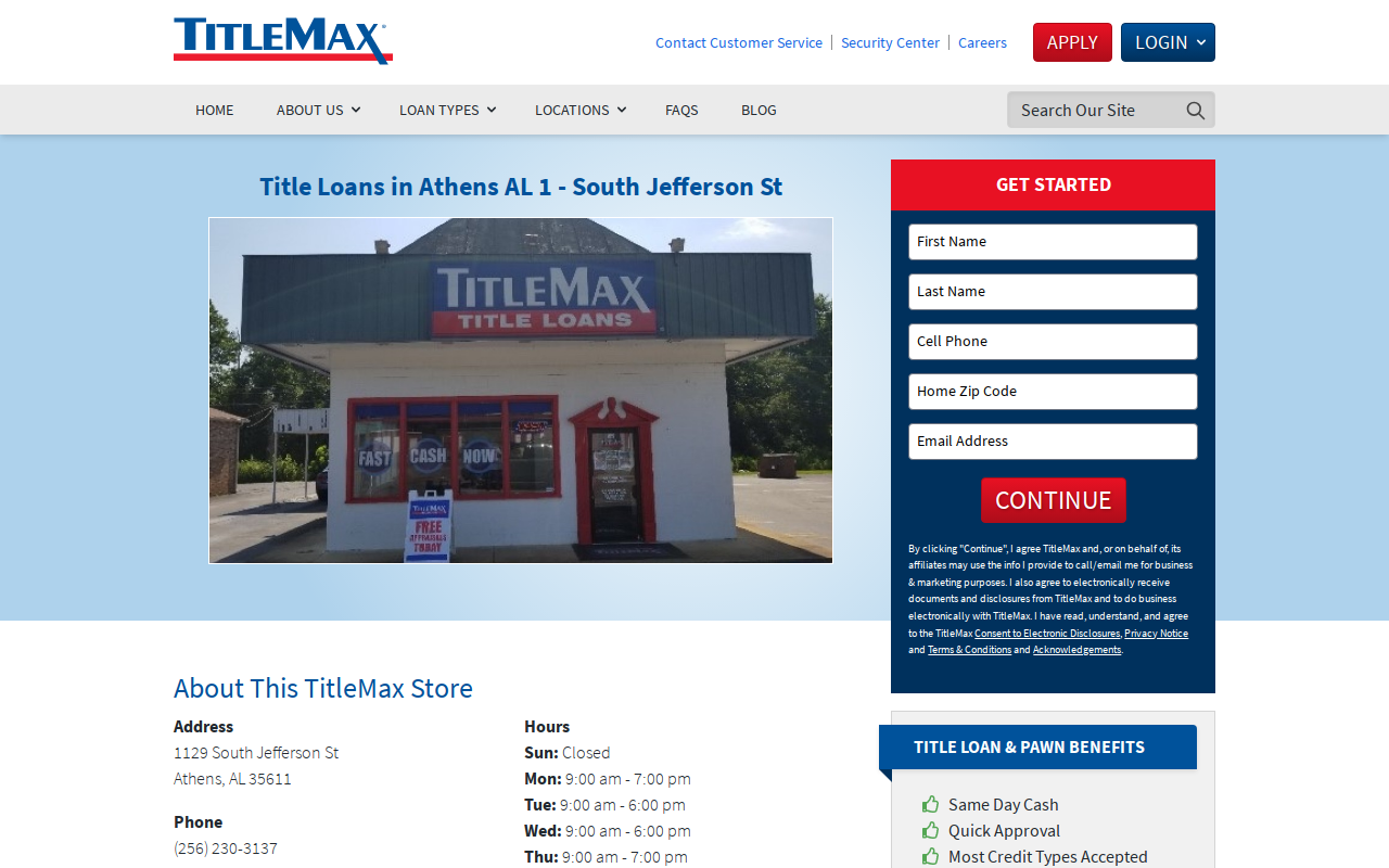 TitleMax Title Pawns website preview
