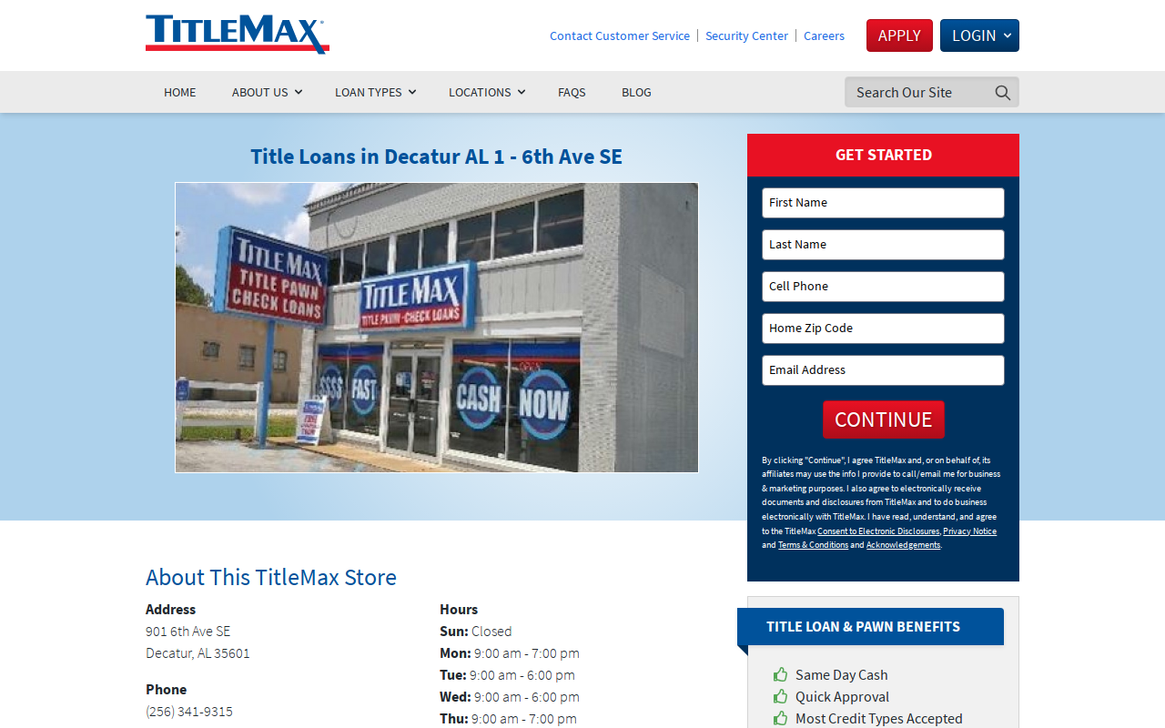 TitleMax Title Pawns website preview