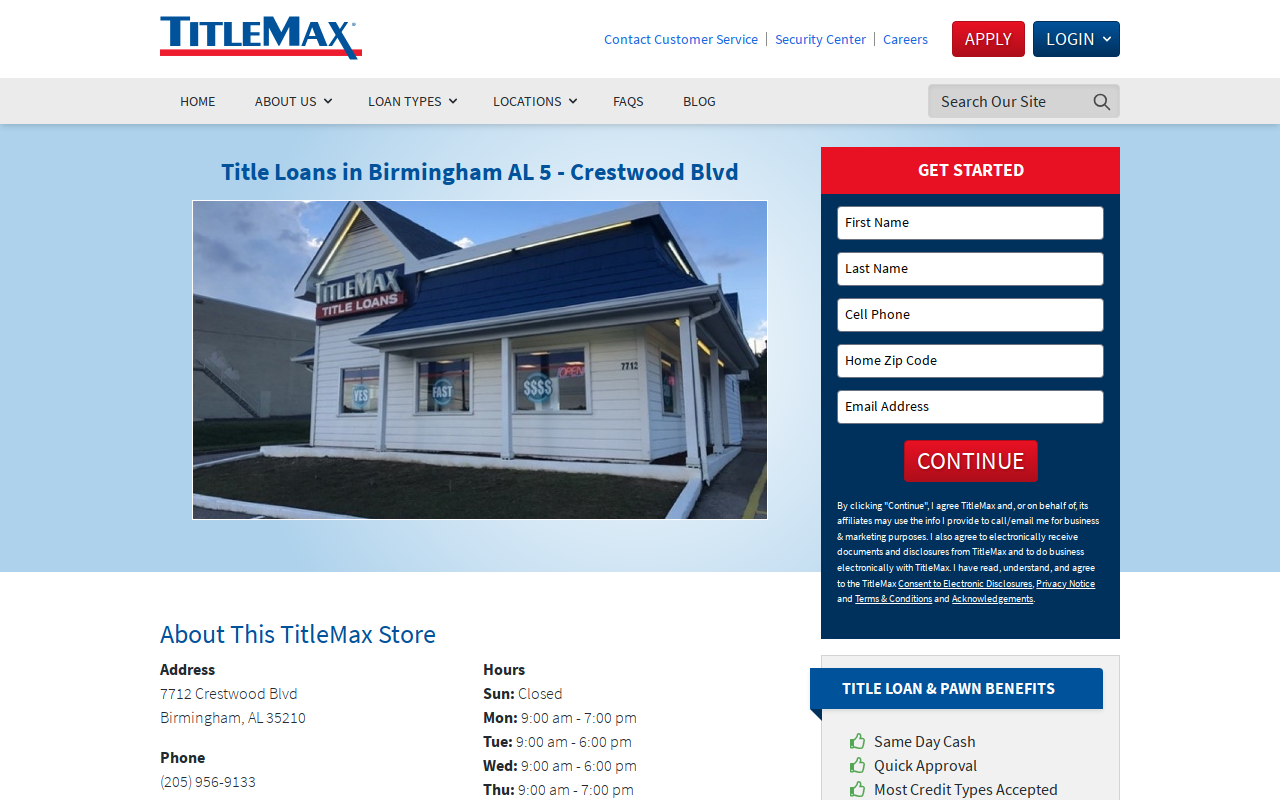 TitleMax Title Pawns website preview