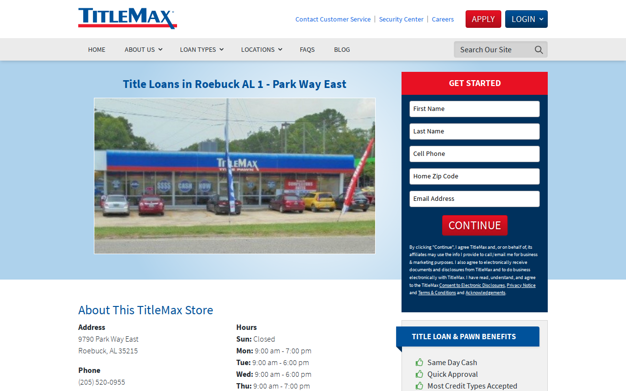 TitleMax Title Pawns website preview