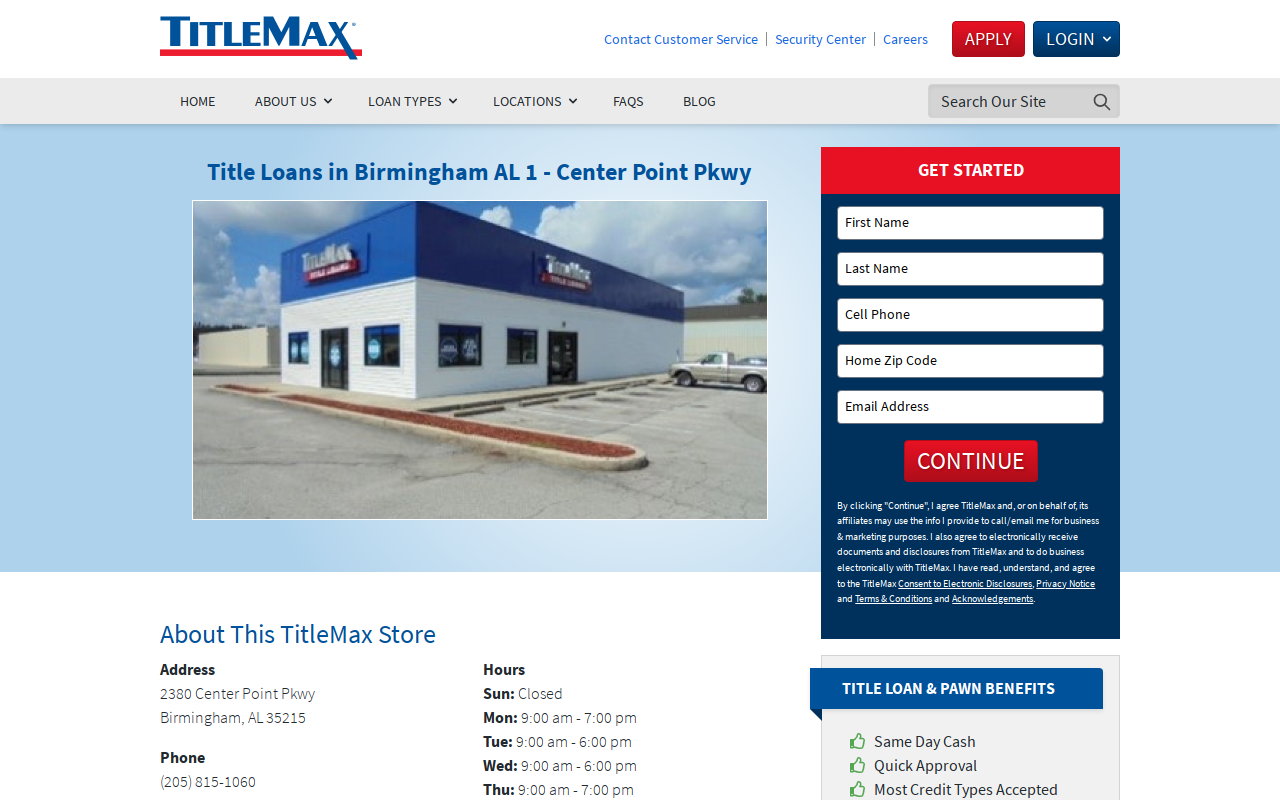 TitleMax Title Pawns website preview