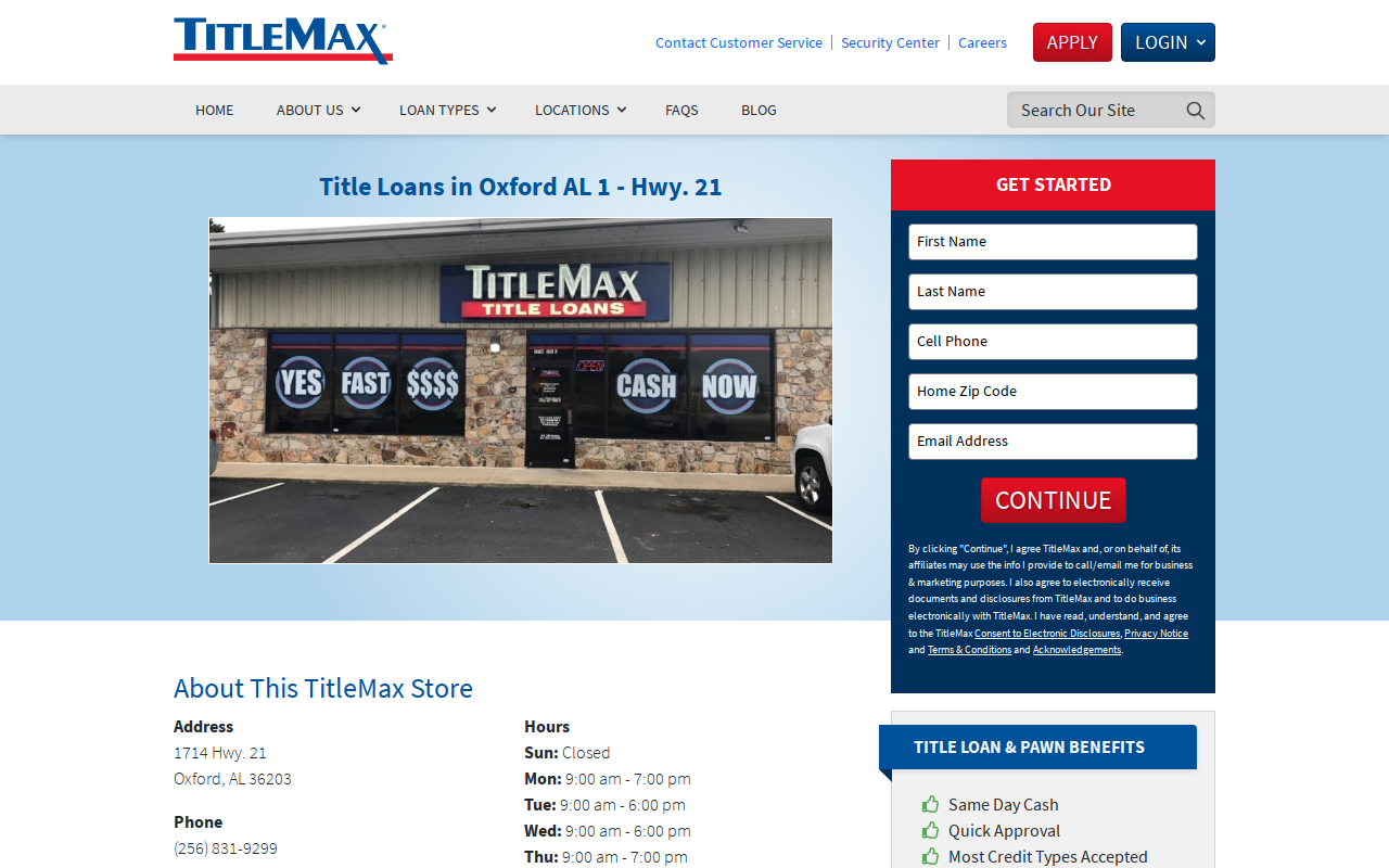 TitleMax Title Pawns website preview