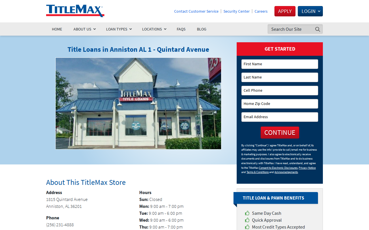 TitleMax Title Pawns website preview