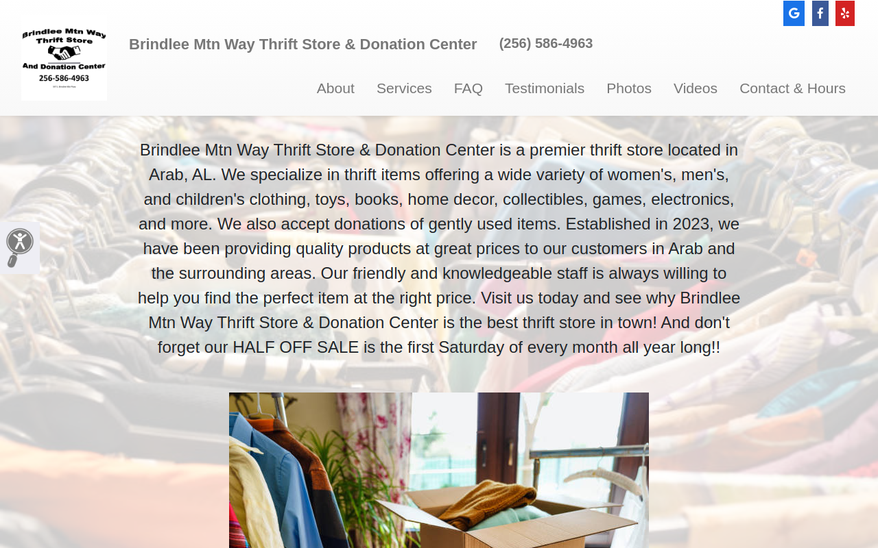 Brindlee Mtn Way Thrift Store & Donation Center website preview