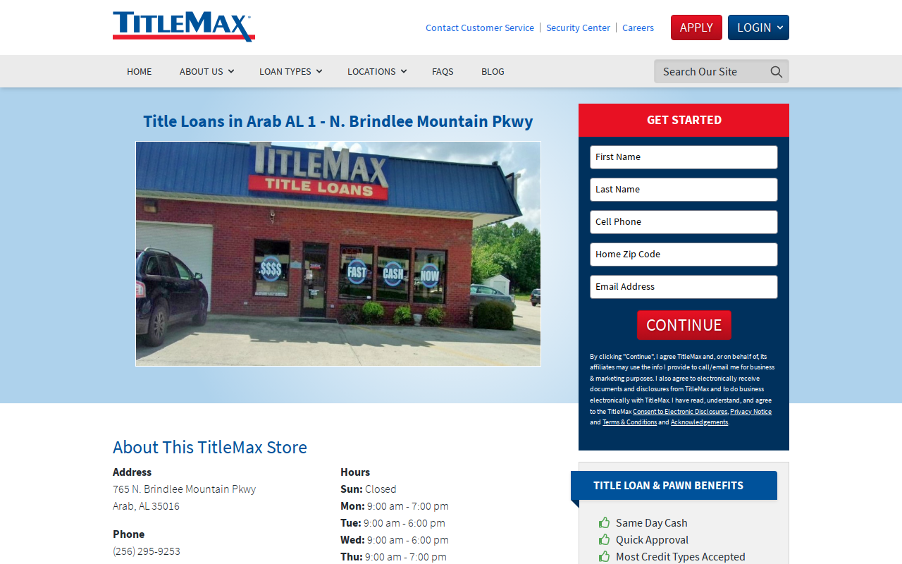 TitleMax Title Pawns website preview