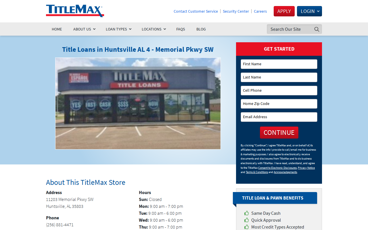TitleMax Title Pawns website preview