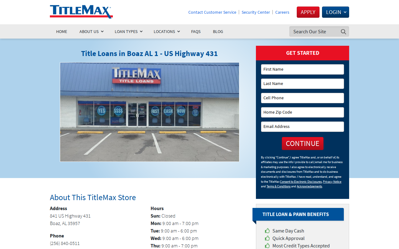 TitleMax Title Pawns website preview