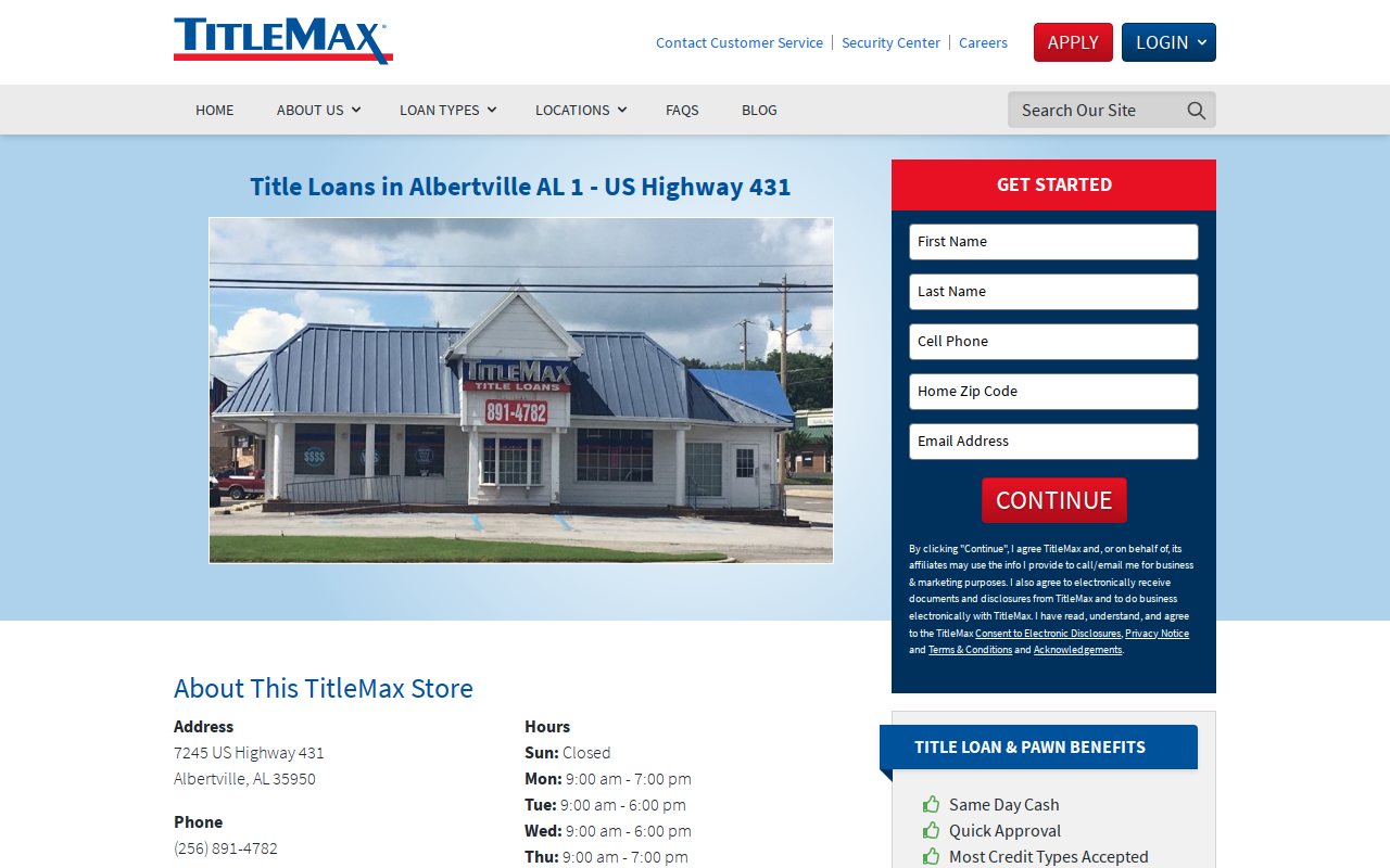 TitleMax Title Pawns website preview