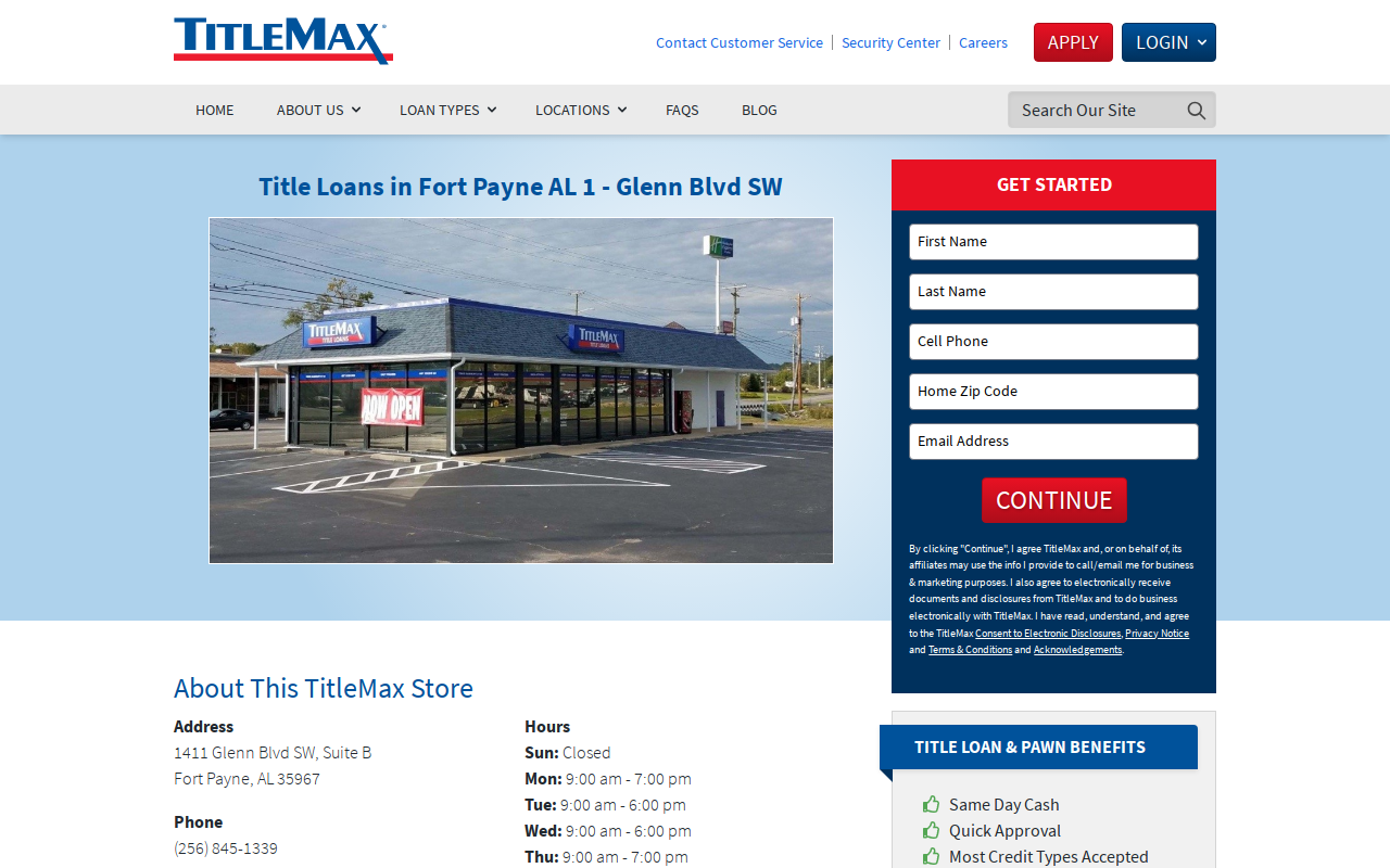 TitleMax Title Pawns website preview