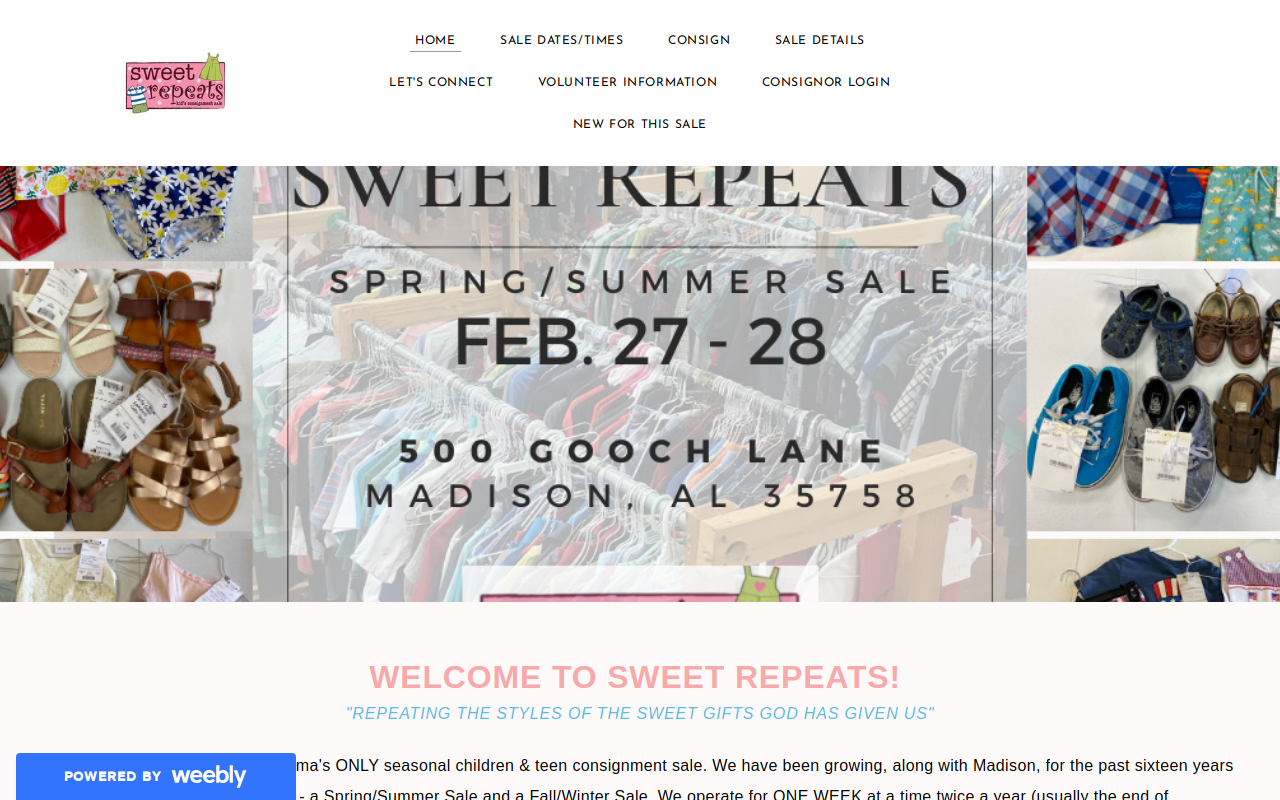 Sweet Repeats website preview