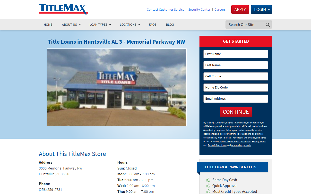 TitleMax Title Pawns website preview