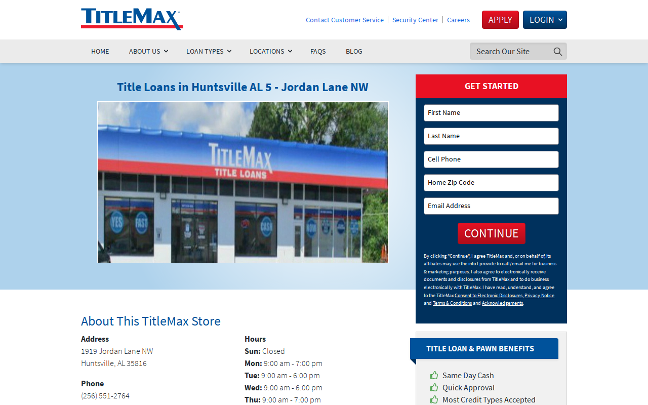TitleMax Title Pawns website preview