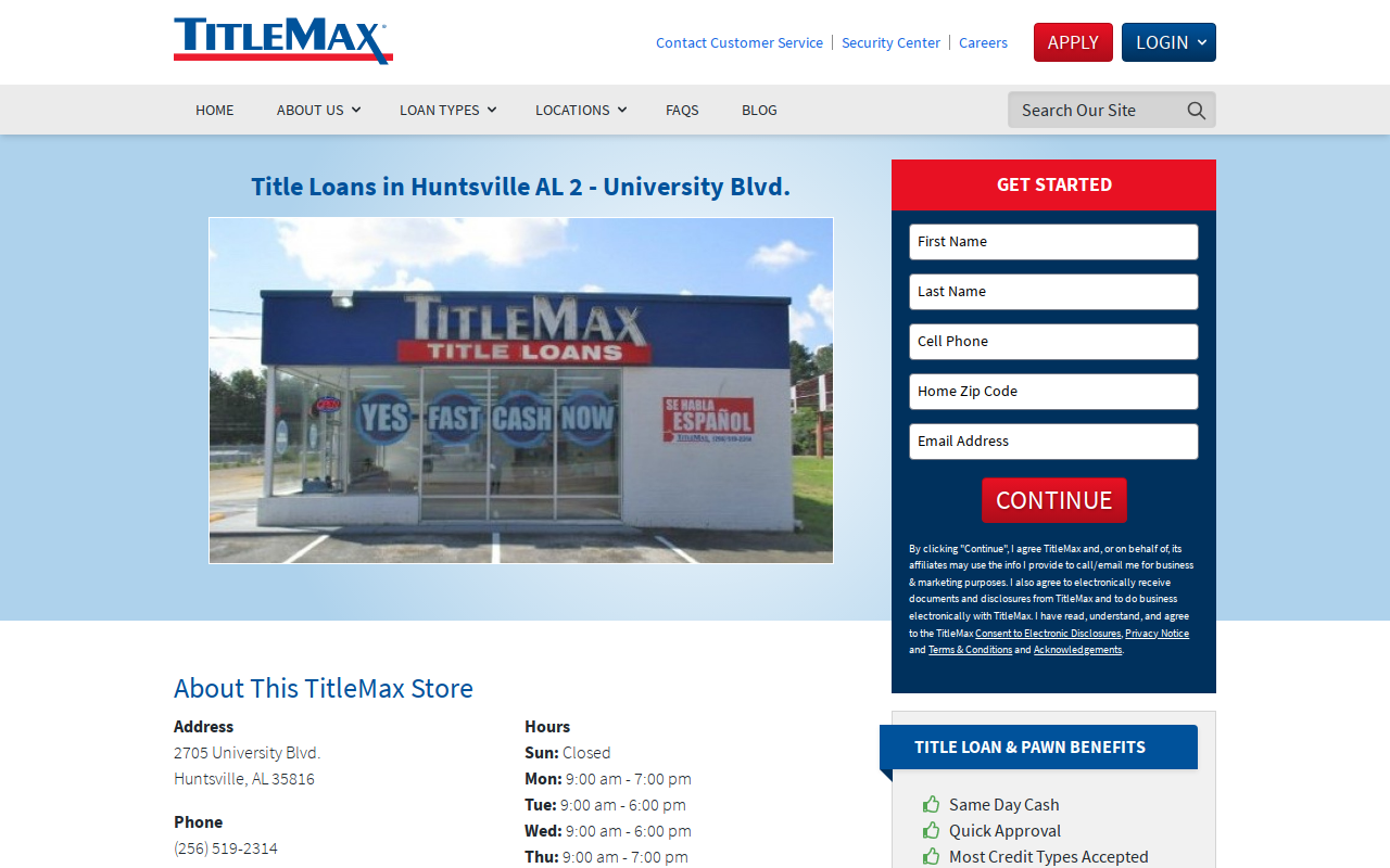 TitleMax Title Pawns website preview