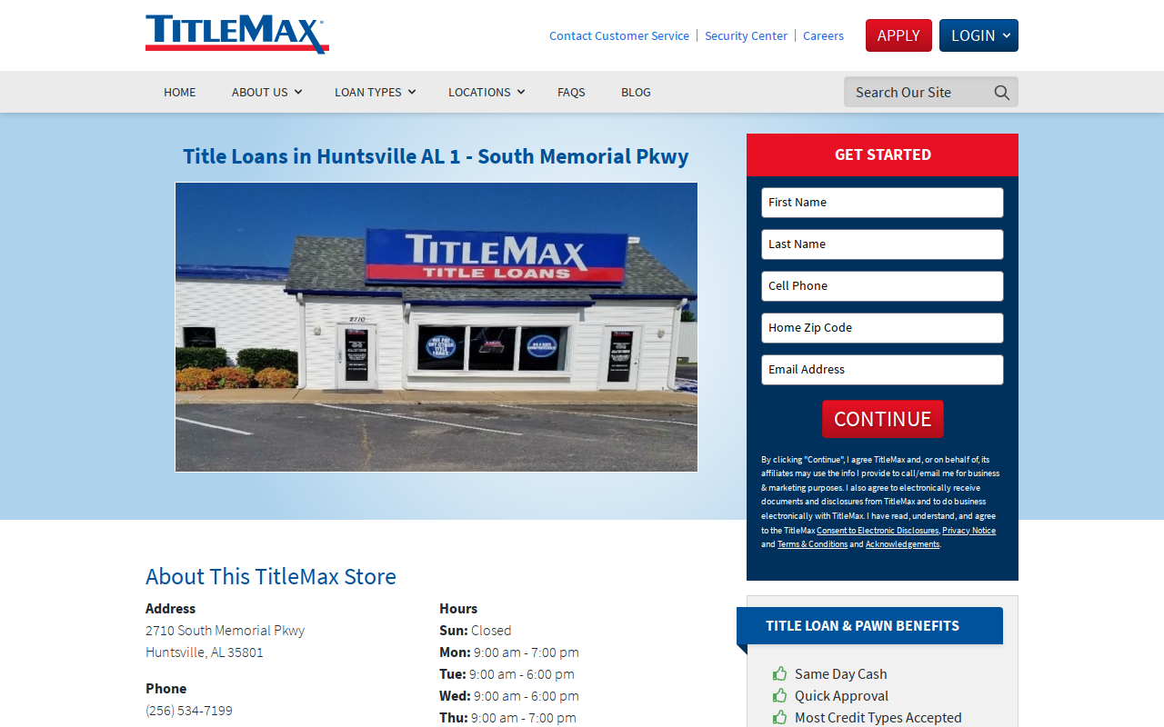 TitleMax Title Pawns website preview