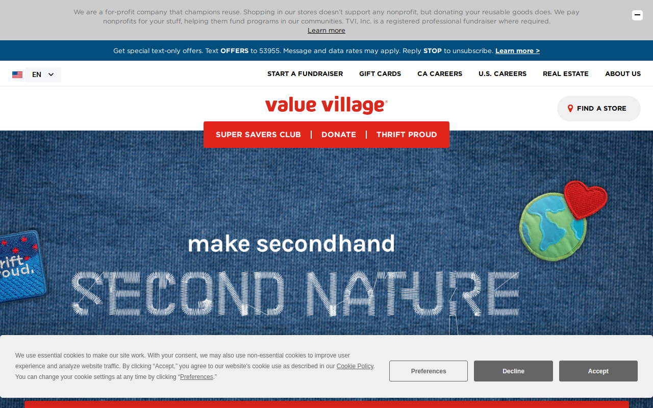 Value Village website preview