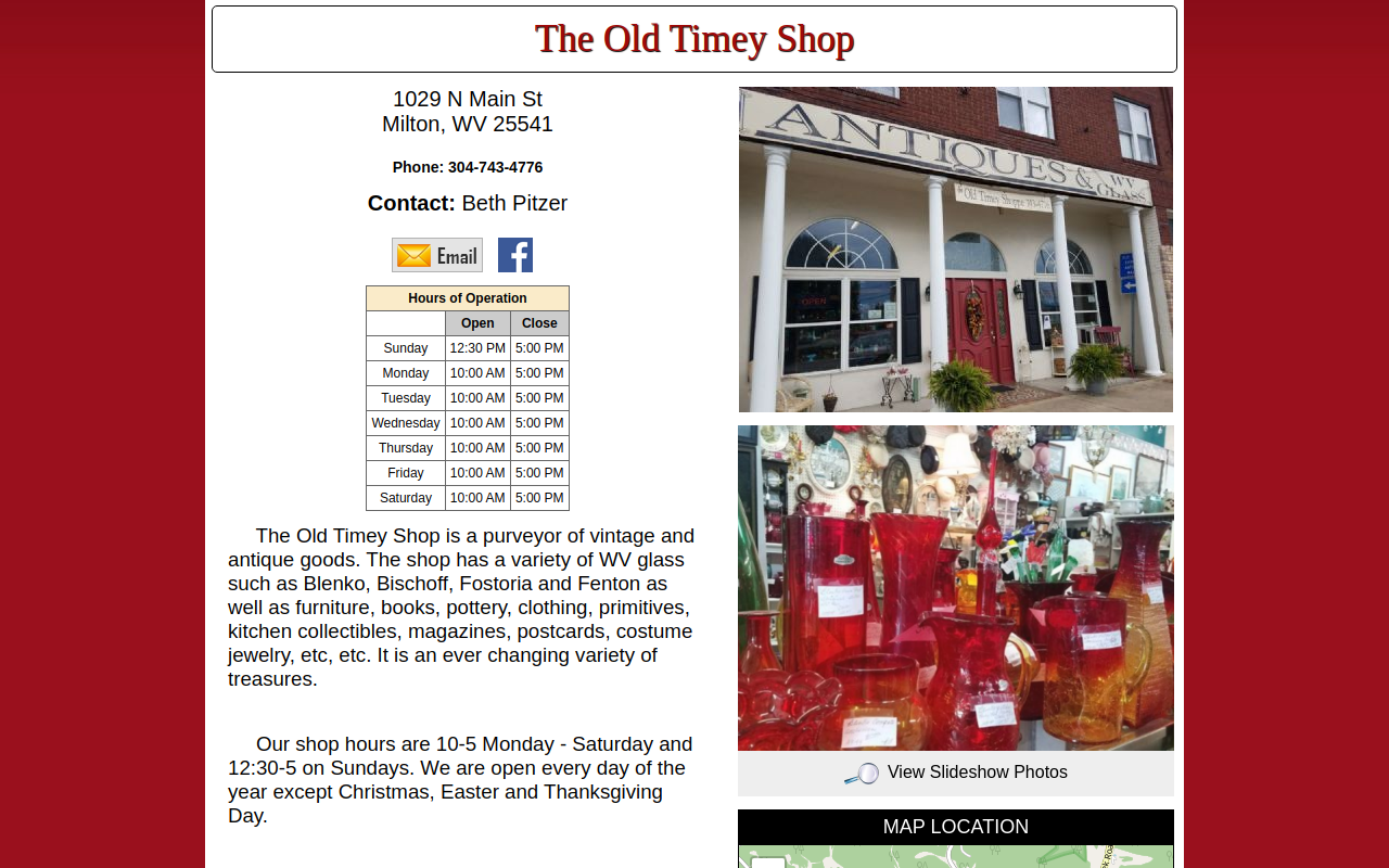 The Old Timey Shop website preview