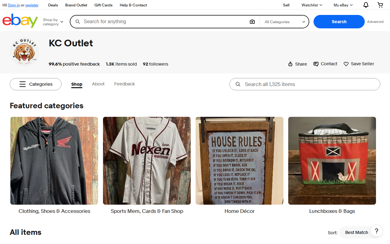 KC Outlet website preview