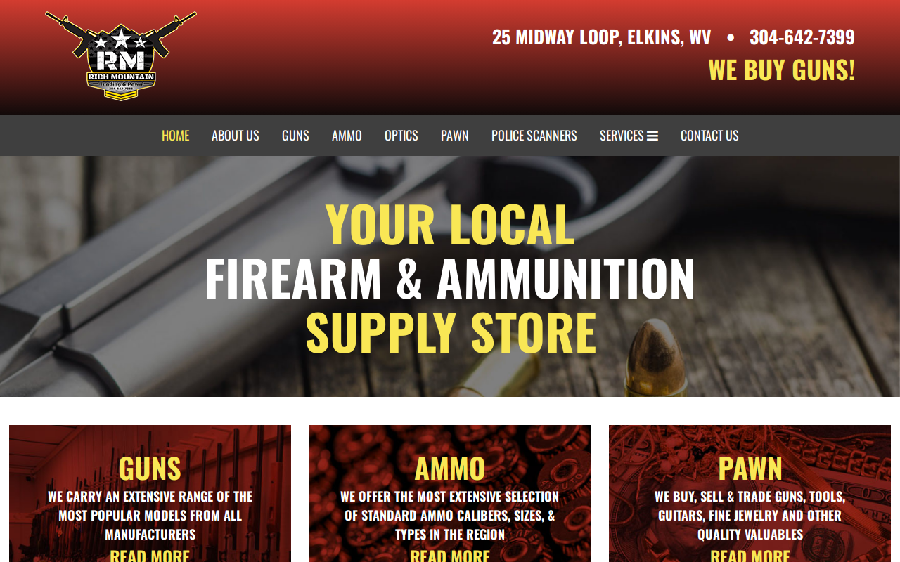 Rich Mountain Trading and Pawn website preview