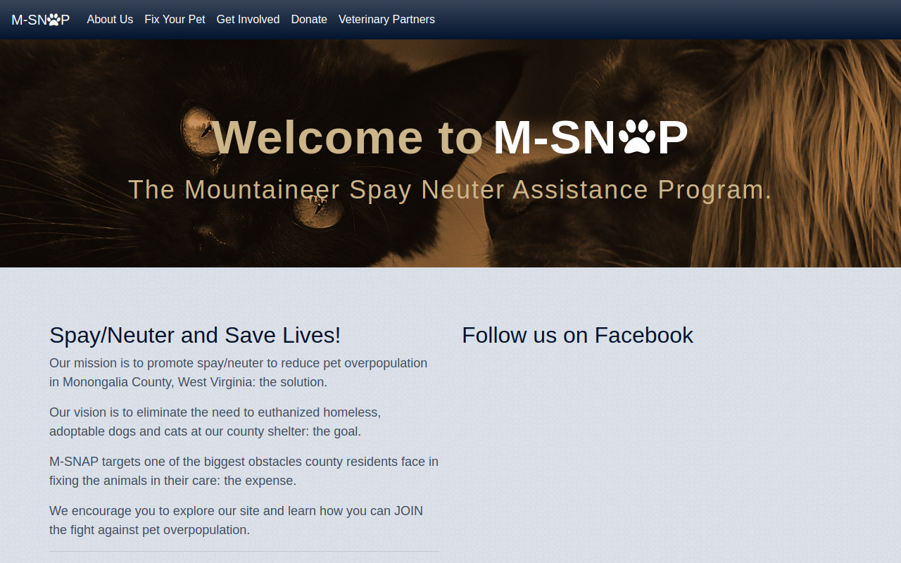 ReTails by Mountaineer Spay Neuter Assistance Program website preview