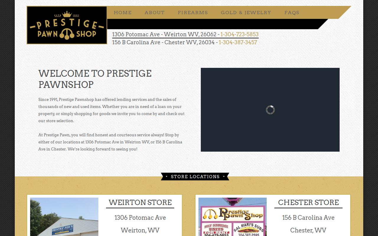 Prestige Pawn Shop website preview