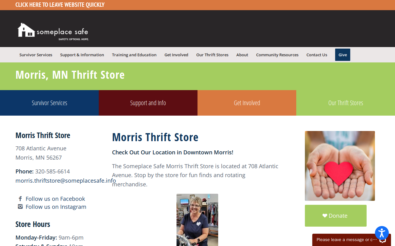Someplace Safe Thrift Stores website preview