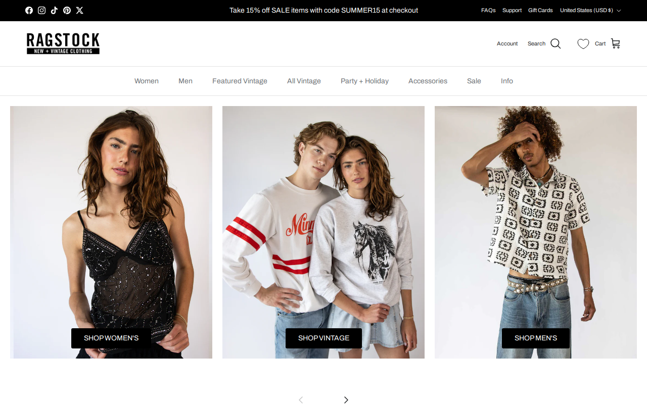 Ragstock website preview