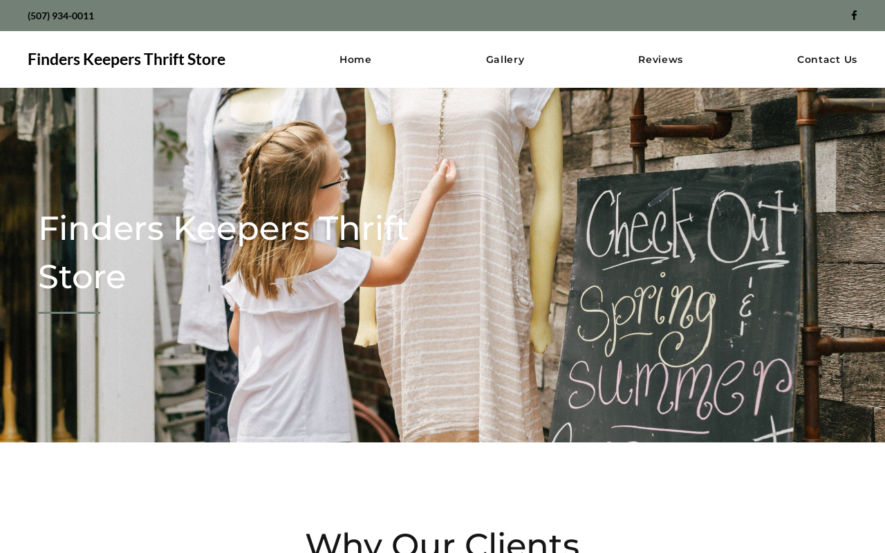 Finders Keepers Thrift Store website preview
