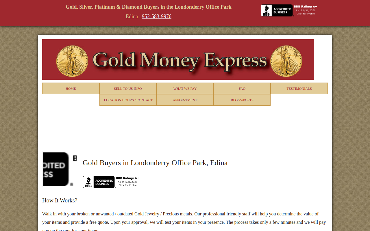 Gold Money Express website preview
