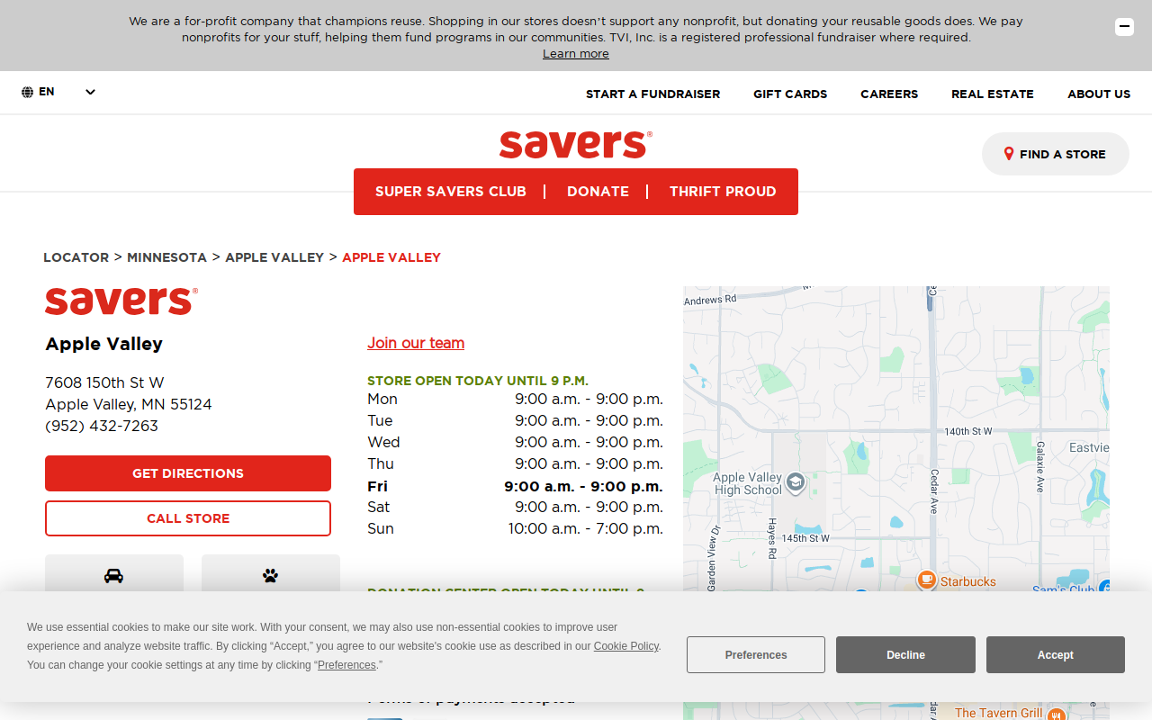 Savers website preview