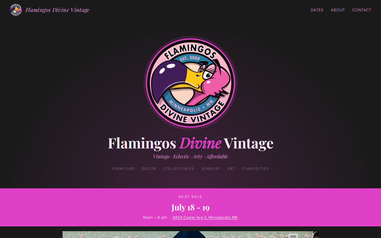 Flamingos Divine Vintage (Check Website for Hours) website preview