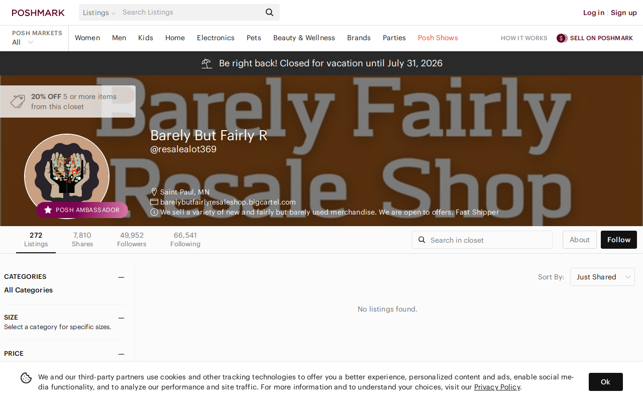 Barely But Fairly Resale Shop website preview