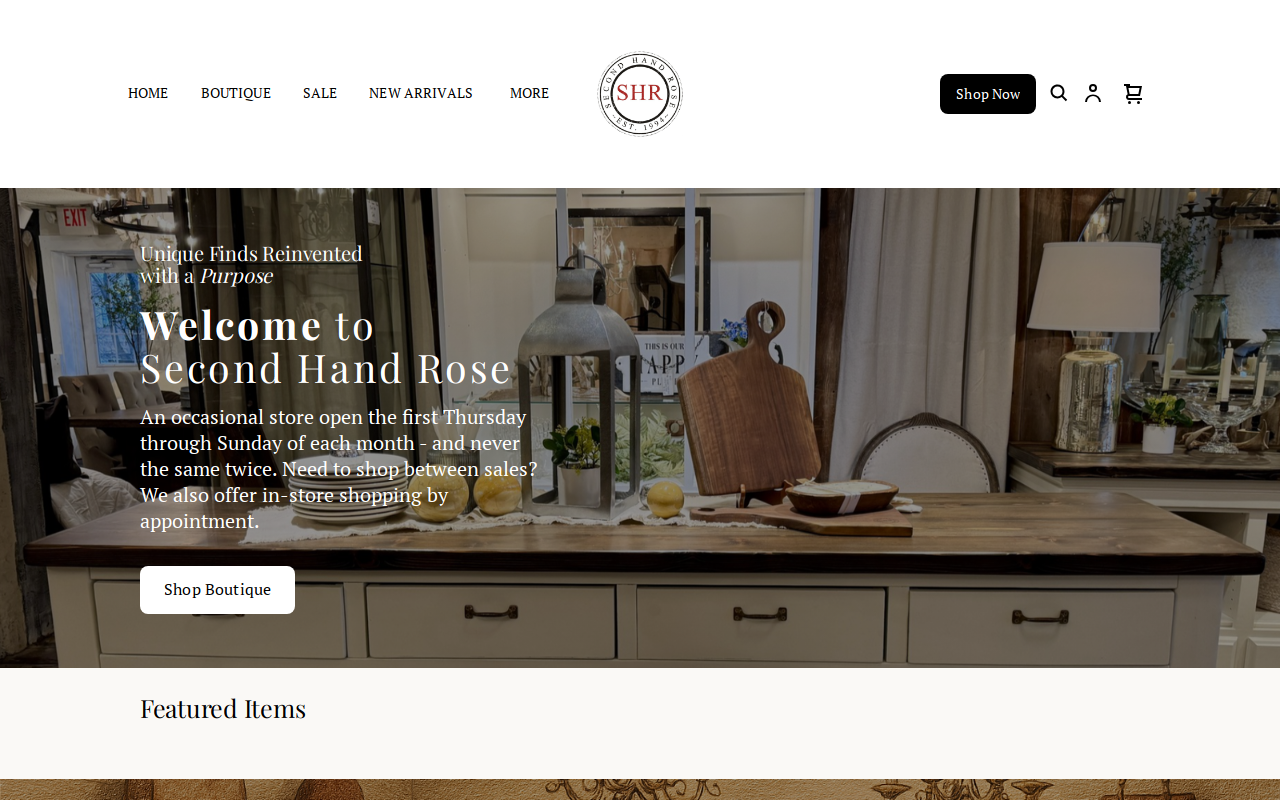 Second Hand Rose website preview