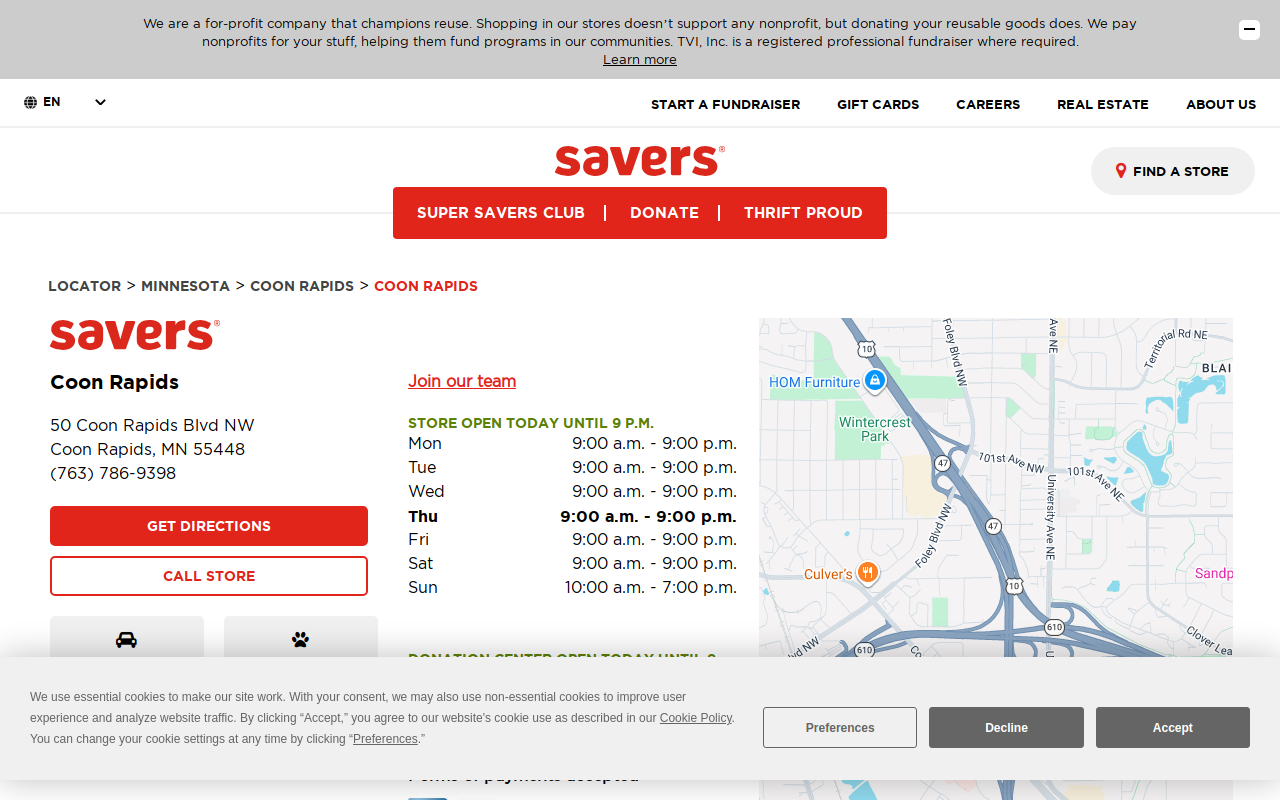 Savers website preview