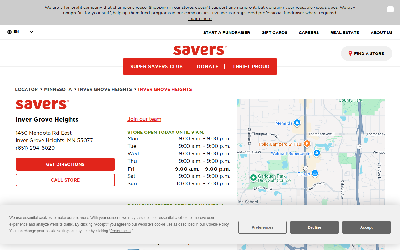 Savers website preview