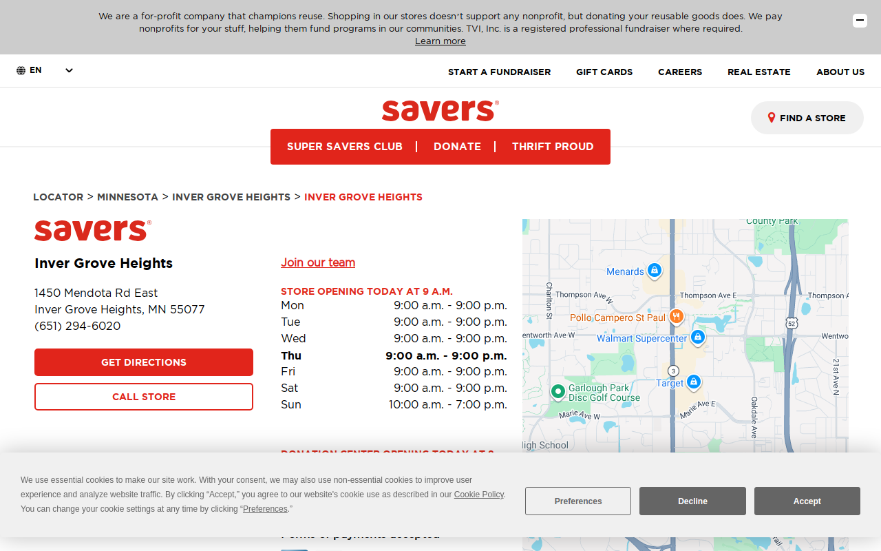 Savers website preview