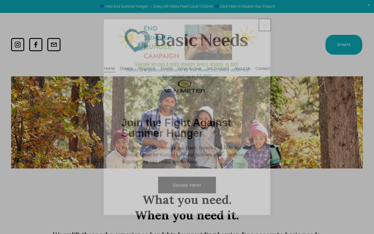 Basic Needs Thrift Shop website preview