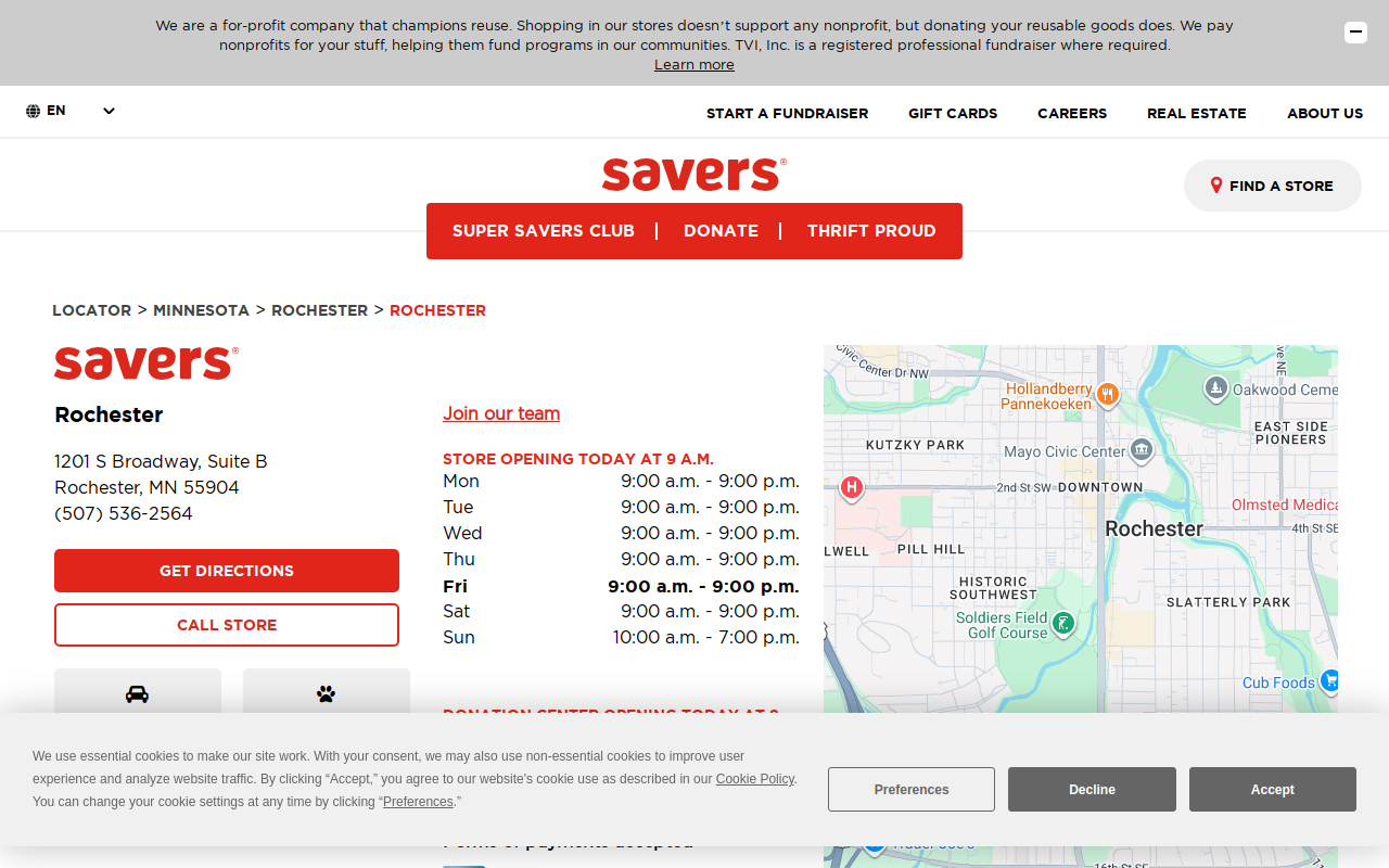 Savers website preview