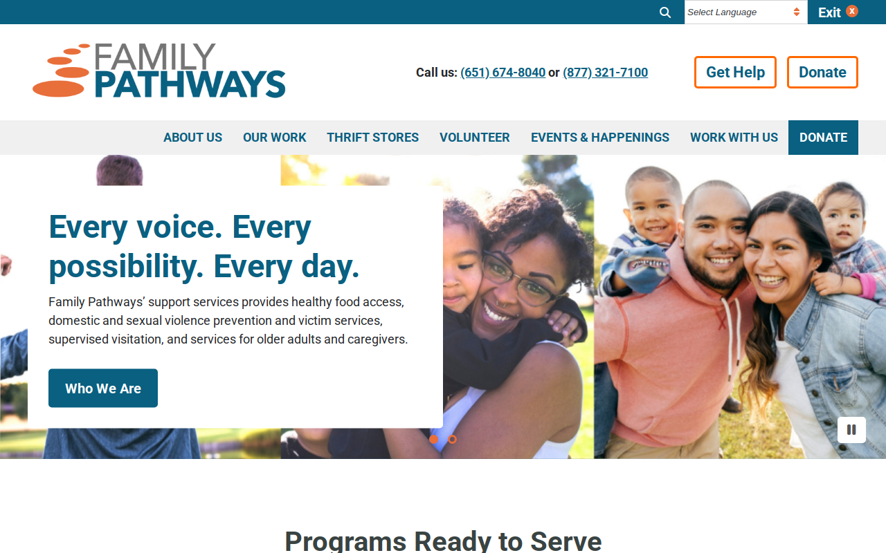 Family Pathways Thrift Store website preview