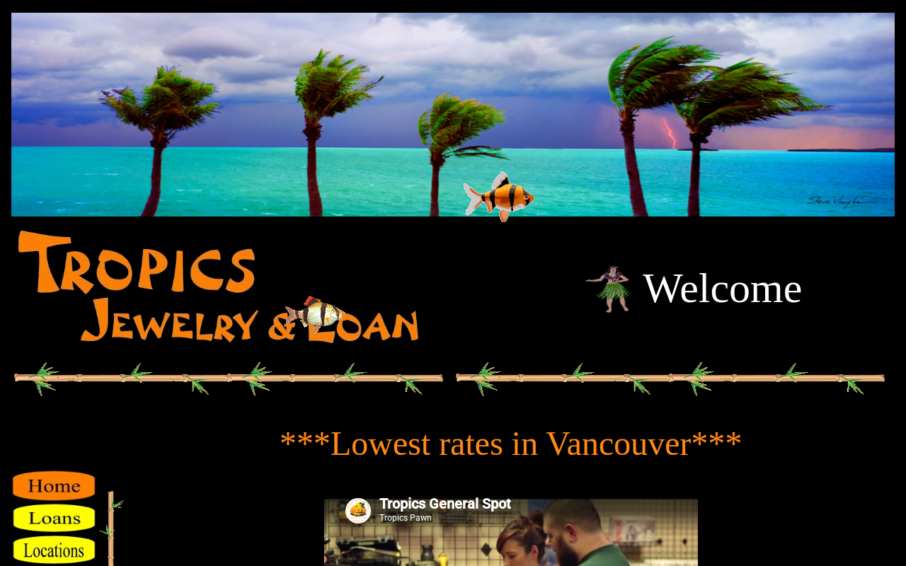 tropics jewelry & loan website preview