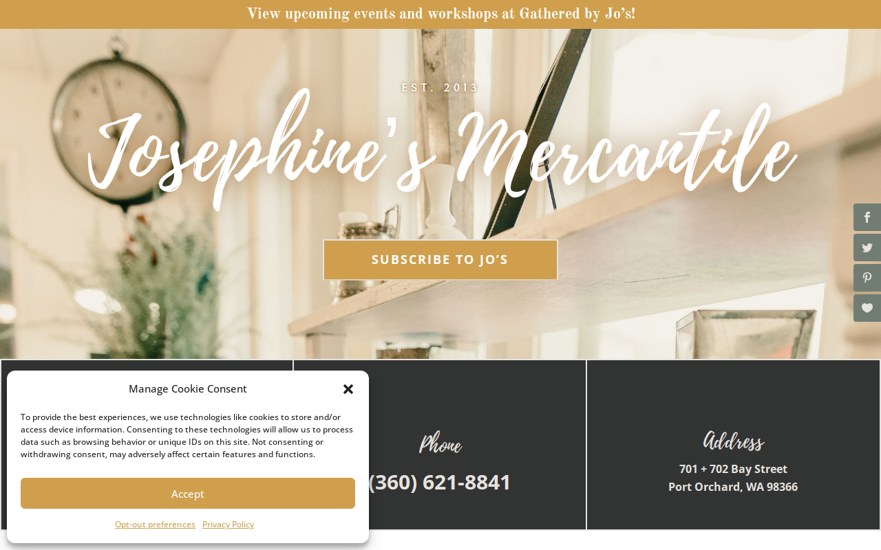 Gathered by Josephine’s website preview