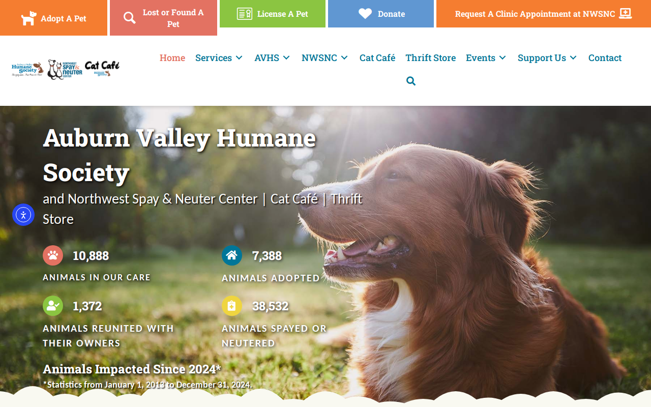 Auburn Valley Humane Society Thrift Store website preview
