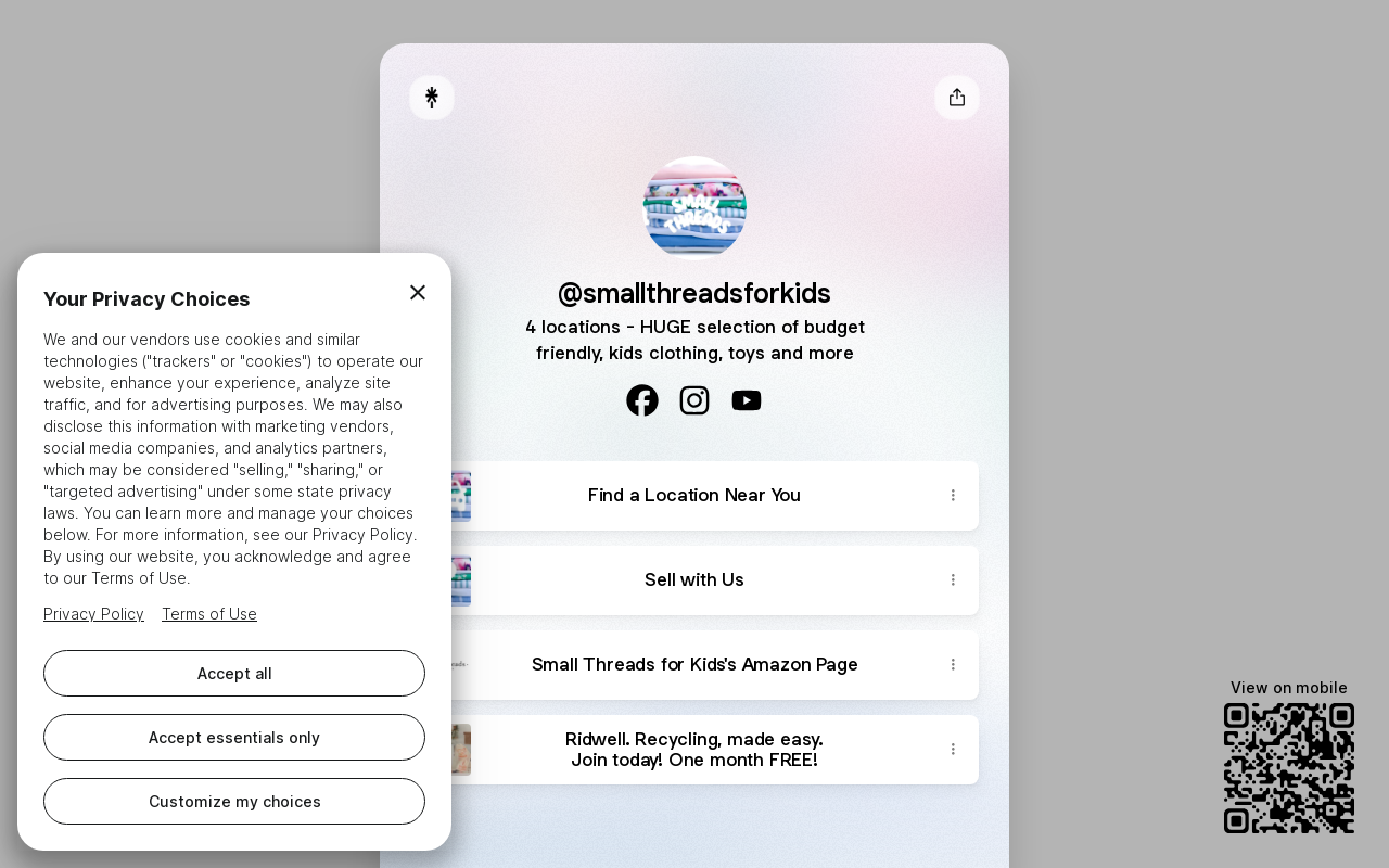 Small Threads For Kids website preview