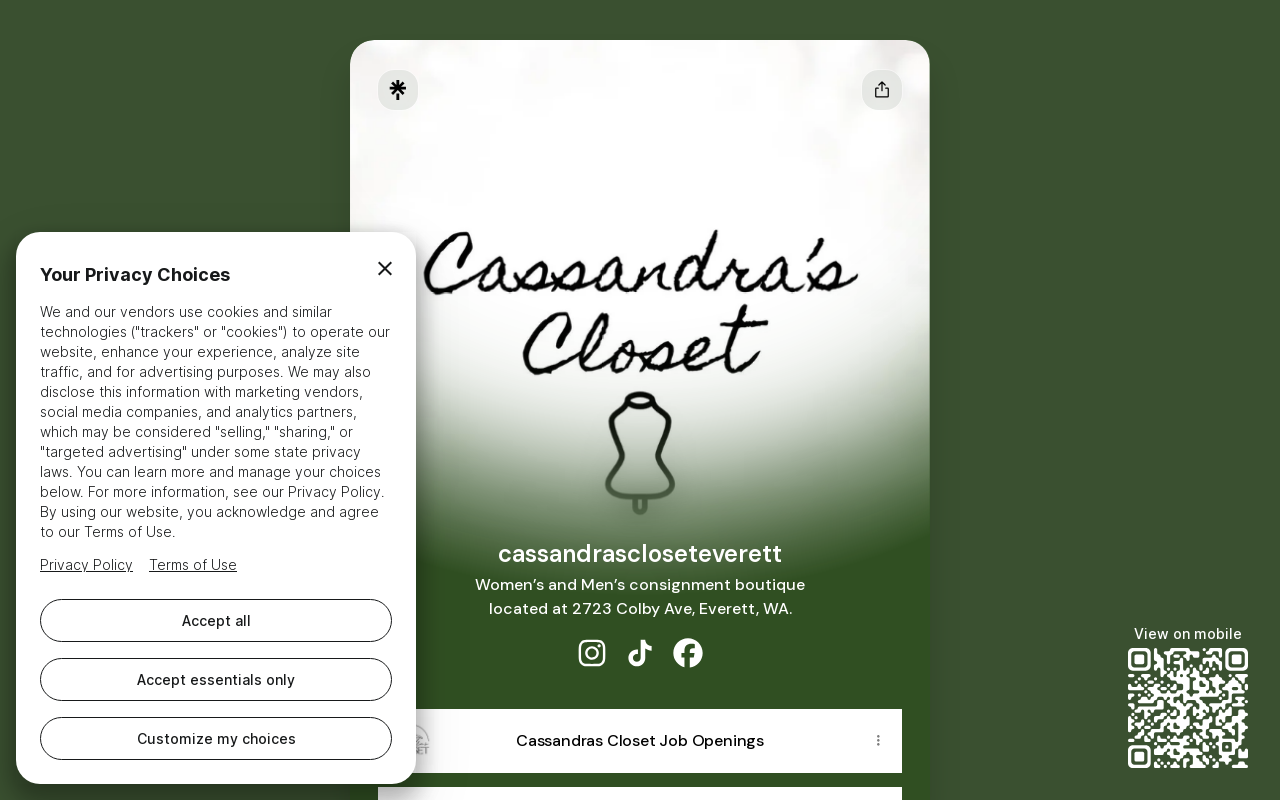 Cassandra's Closet website preview